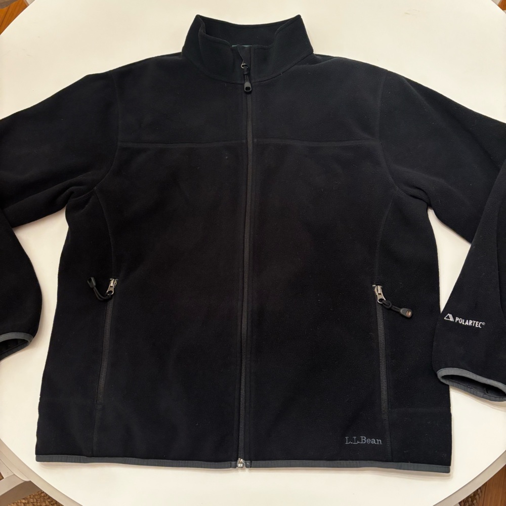 L.L. Bean Jacket Womens L Black Fleece Full Zip Outdoor Polartec Warm Coat